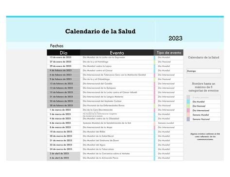 Calendario De La Salud D A Evento De Enero De D A