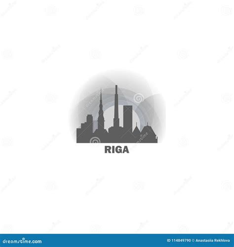 Riga City Skyline Silhouette Vector Logo Illustration Stock Vector ...