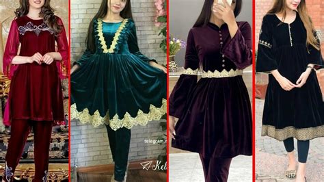 Latest Velvet Short Frock Design Velvet Short Frock Design With Lace Youtube