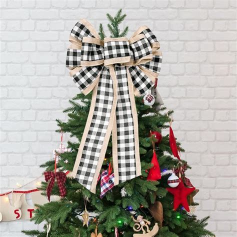 Home And Living Home Décor Ready To Ship Farmhouse Red Black Tree Topper