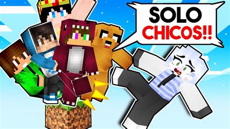 1 CHICA Vs 5 CHICOS En UN BLOQUE En MINECRAFT RETO CHICOS Vs