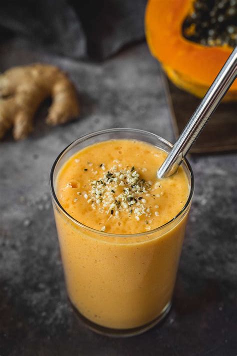 Papaya Mango Smoothie With Lemon And Ginger Yummy Addiction