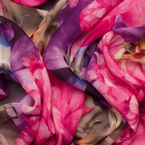 Designer Pinkpurple Floral Silk Georgette £2500metre Fabric Stores Online Buy Fabric