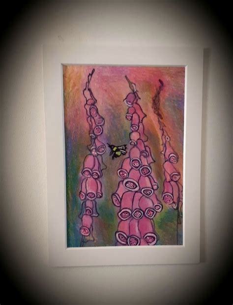 Foxgloves and Bumble bee original mounted coloured drawing | Colorful drawings, Drawings ...
