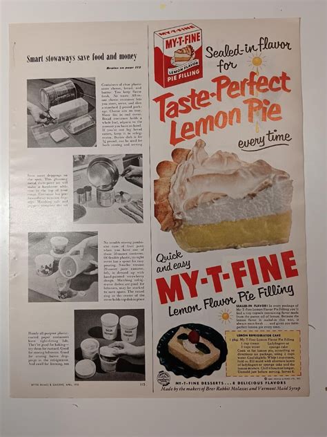 Vintage My T Fine Lemon Pie Filling 12 Page Ad April 1951 Bhandg Magazine Ebay