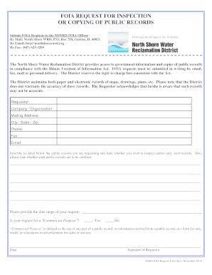 Fillable Online Northshorewrd Foia Request For Inspection Or Copying Of