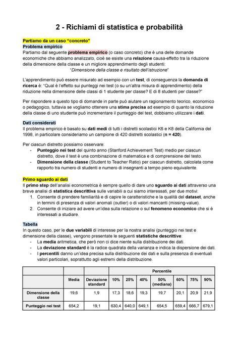 2 Richiami di statistica e probabilità 2 Richiami di statistica e