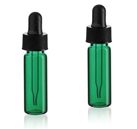 Magnakoys 1 Dram 1 8 Oz Emerald Glass Vials W Straight Black Bulb Eye Glass Droppers For