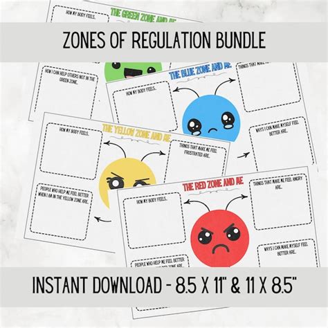 Zones of Regulation Worksheets - Etsy