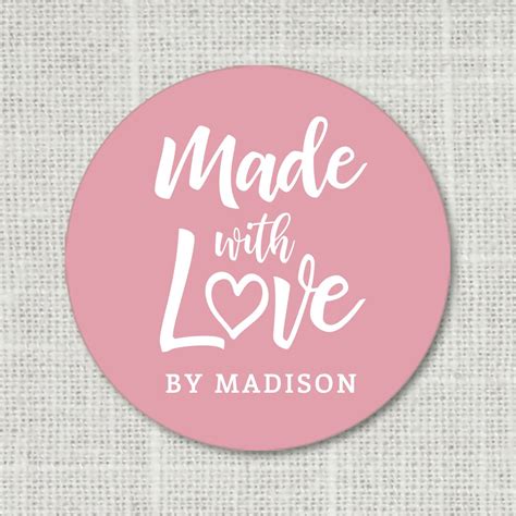 Custom Made With Love Stickers Handmade With Love Custom Gift