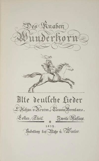 Des Knaben Wunderhorn Alte Deutsche Lieder By Von Arnim L U