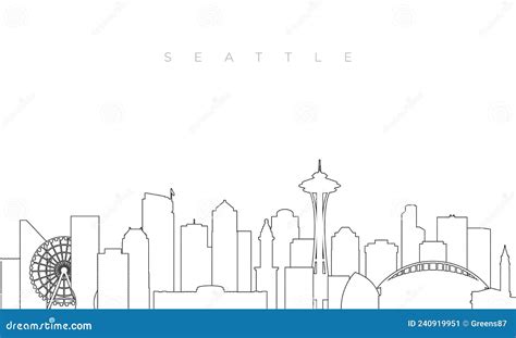 Outline Seattle skyline. stock vector. Illustration of building - 240919951