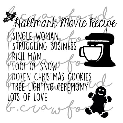 Hallmark Christmas Movie Recipe Sublimation and Cut File 300 - Etsy