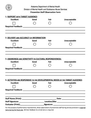 Fillable Online Mh Alabama Observation Of Direct Prevention Staff