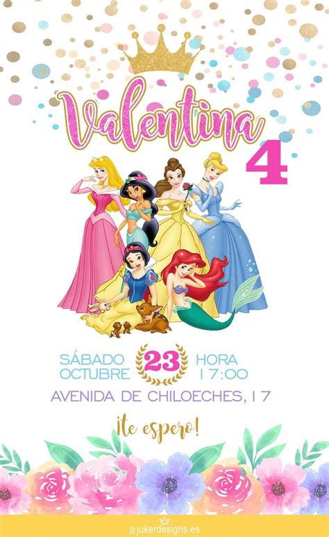 Invitación princesas disney Invitaciones de princesas disney