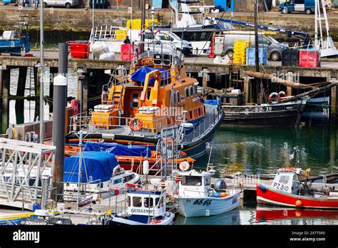 The Penlee Lifeboat Rnlb Ivan Ellen And Fishing Boats In The Crowded