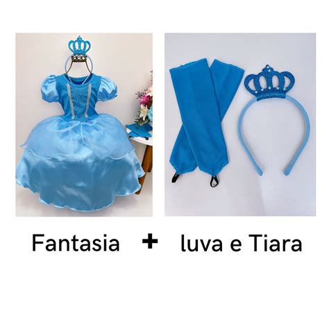 Fantasia Infantil Luva E Tiara Princesa Menina 2 Anos Aurora Sofia