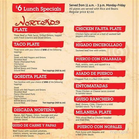 Nortenos Mexican Food Menu In Ennis Tx Order Delivery And Reviews