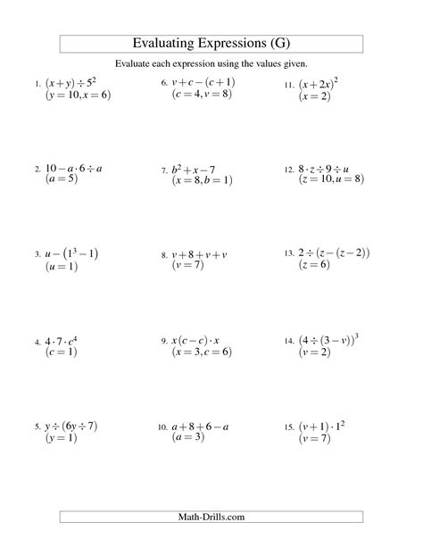 14 Algebra Variables And Expressions Worksheet