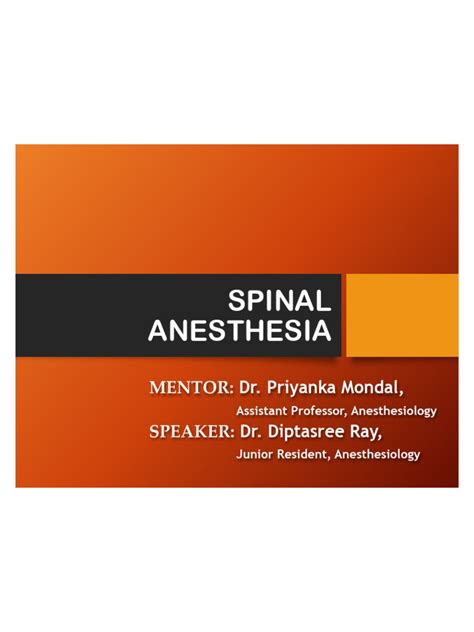 Spinal Anesthesia Pdf Vertebral Column Spinal Cord