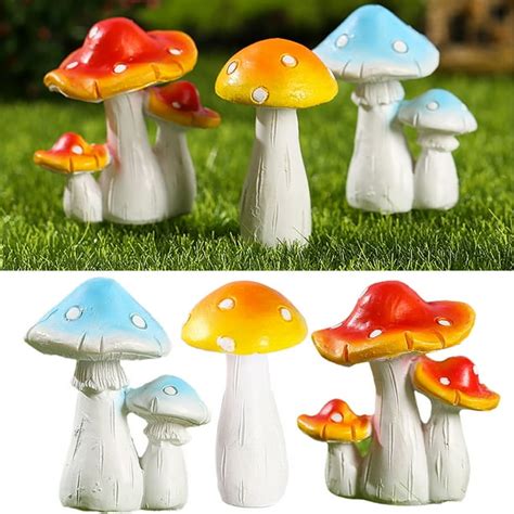 Travelwant 3packs Garden Statues And Figurines Mushroom Statue Decor