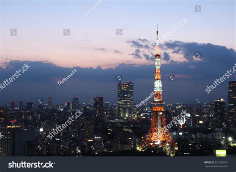 Japan Skyline Tokyo Tower Background Stock Photo (Edit Now) 551269975