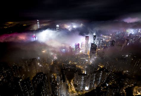 Drone Photos Of Fog Sweeping Into Hong Kong At Night PetaPixel