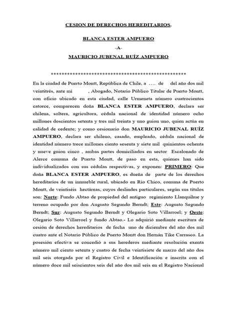 Cesion De Derechos Hereditarios Mauricio Ruiz Ampuero1 Pdf