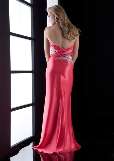 Watermelon Column Strapless Sweetheart Zipper Sweep Train Floor Length