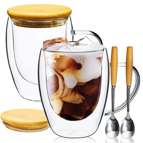 Paracity Transparent Double Wall Insulated Glass Coffee Mugs With