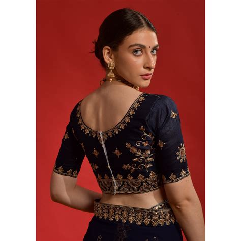 Navy Blue Sequins Embroidered Georgette Saree