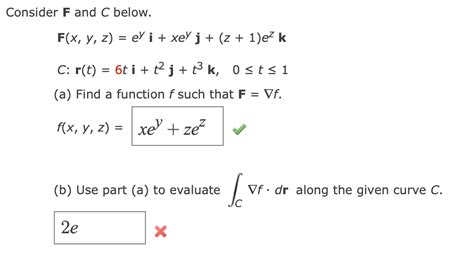 Solved Consider F And C Below F X Y Z Ey I Xey J