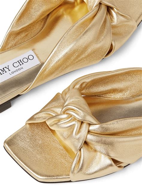 Jimmy Choo Avenue Knotted Metallic Leather Sandals Farfetch