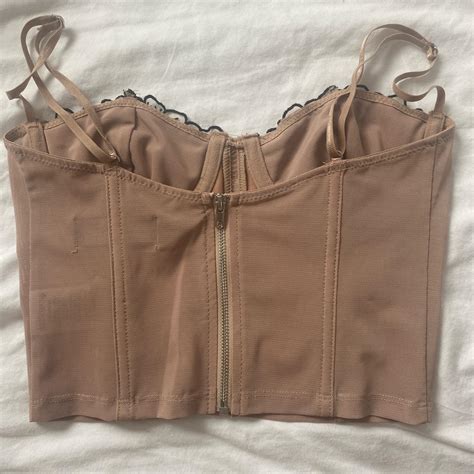 White Fox Unforgettable Bustier Nude Top Flower Depop