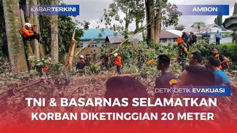 Tni Basarnas Selamatkan Korban Diatas Pohon Ketinggian Meter