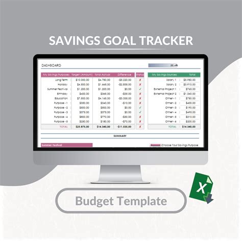 Savings Goal Tracker Excel Template Saving Planner Excel Saving Tracker ...