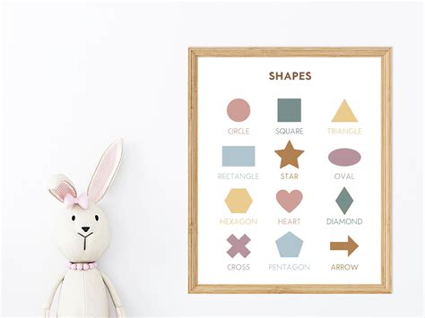 Geometric Shapes Chart Printable Preschool Educational Poster Instant ...