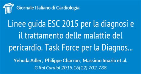 Linee Guida ESC 2015 Per La Diagnosi E Il Trattamento Delle Malattie