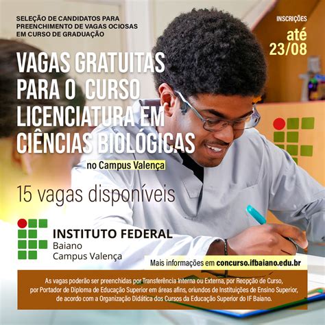 Vagas Ociosas em Cursos de Graduação Campus Valença Agosto 2023