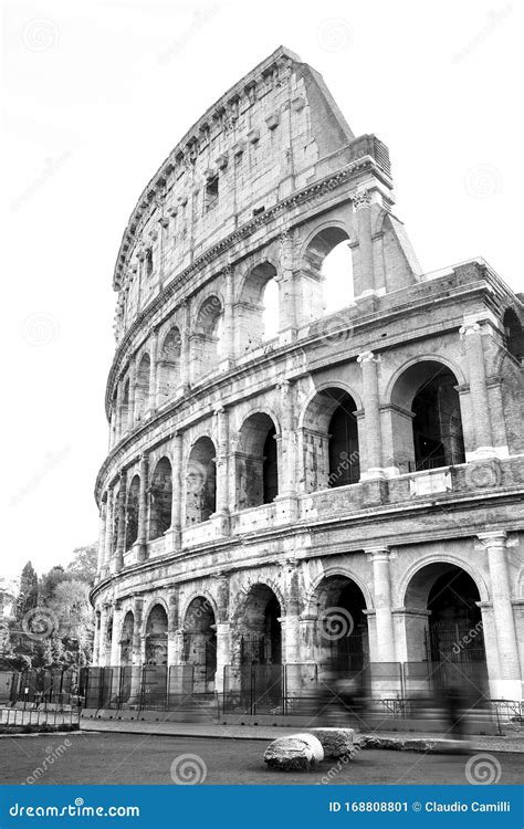 Black And White Photos Of The Ancient Colosseum Of Rome Stock Image