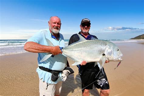 Epic Beach Based Giant Trevally K Gari Fraser Island Fishing With