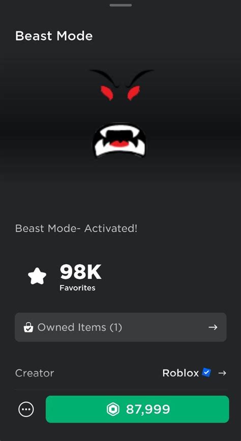 BEAST MODE Roblox limiteds, Video Gaming, Video Games, Others on Carousell