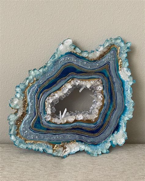 Geode Crystal Agate Resin Geode Wall Art Gemstone Painting Etsy