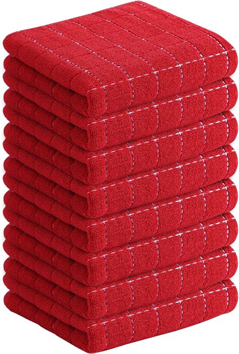 Amazon Homaxy Cotton Terry Kitchen Towels Red X Inches