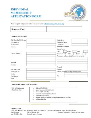 Fillable Online INDIVIDUAL MEMBERSHIP APPLICATION FORM Fax Email Print