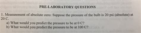 Solved Pre Laboratory Questions 1 Measurement Of Absolute