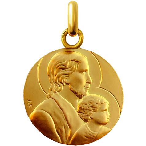 Médaille Saint Joseph En Or 18 Carats 16 Mm