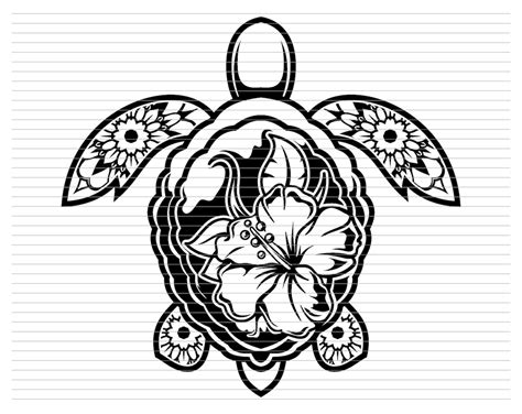 Turtle Hawaiian Svg Sea Turtle Floral Turtle Mandala Turtle Etsy