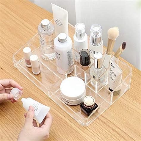 Sooyee Clear Makeup Organizer 9 Spaces Vanity Organizer Cosmetic