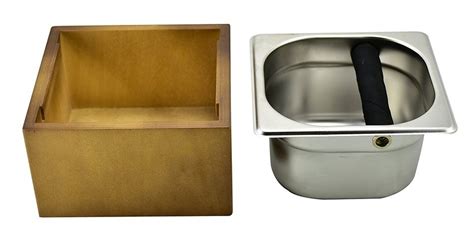 Expresso Stainless Steel Knock Box Set With Wood Holder N2 Free Image